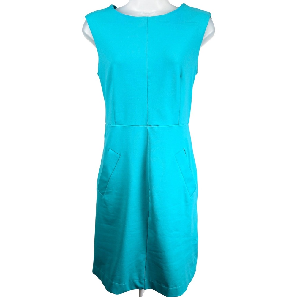 Cynthia Rowley Womens Size 4 Turquoise Sheath Dress Sleeveless Pockets Stretch
